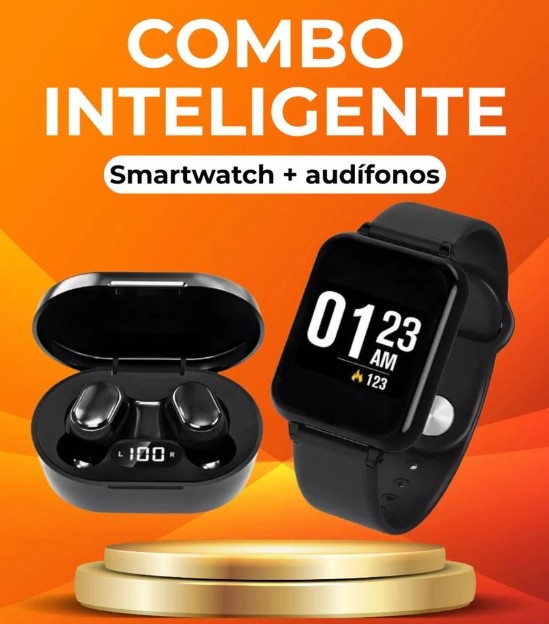 Combo Smartwatch + Audífonos Inalámbricos 2 en 1 — Tecnología y Estilo