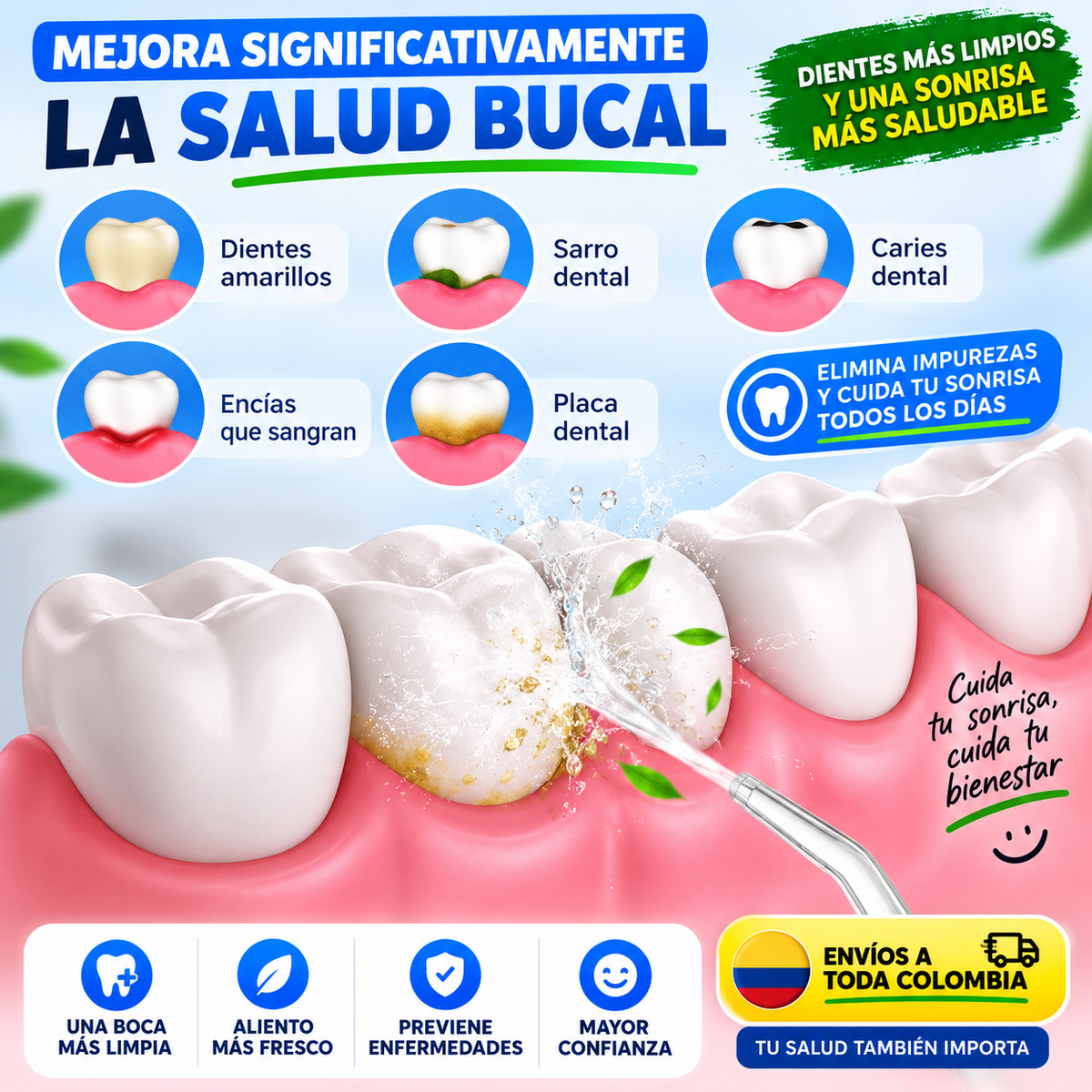 Irrigador Dental Eléctrico — Limpieza Profunda entre Dientes y Encías