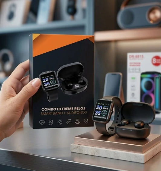 Combo Smartwatch + Audífonos Inalámbricos 2 en 1 — Tecnología y Estilo