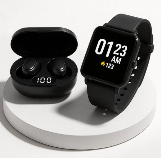 Combo Smartwatch + Audífonos Inalámbricos 2 en 1 — Tecnología y Estilo