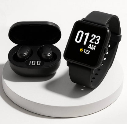 Combo Smartwatch + Audífonos Inalámbricos 2 en 1 — Tecnología y Estilo
