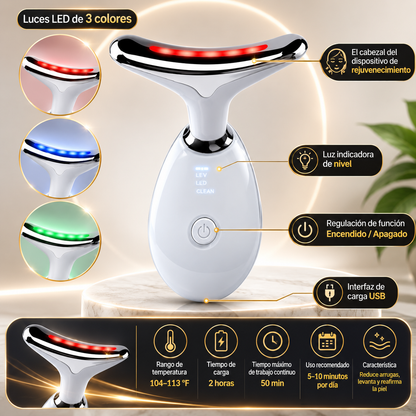 Masajeador Facial Multifunción — Antienvejecimiento con Luz LED y Calor